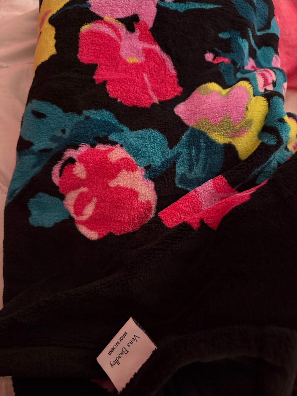 Vera Bradley Black Floral Fleece Throw
